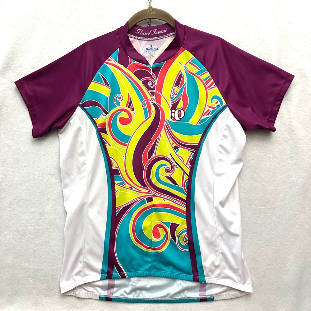 Pearl Izumi Select Women's XL Cycling Jersey Purple Teal Swirl Short Sleeve Zip